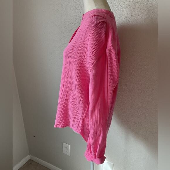 Suzie Kondi Koubi Gauze Button Down Top in Pink Cosmos Size Medium - Picture 2 of 8